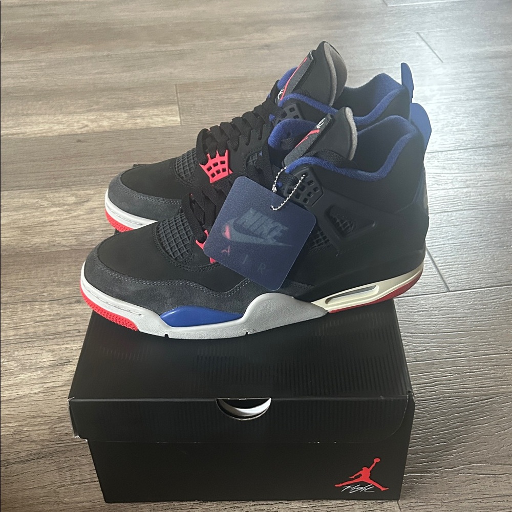 Nike Air Jordan 4 Black with Red and Blue Accents